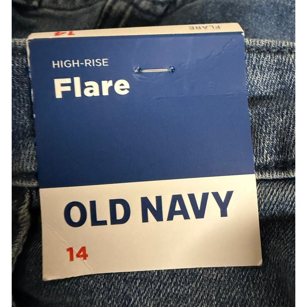 Old Navy Womens High Rise Flare Jeans 14 Stretch Denim Pockets NWT New - Picture 7 of 8